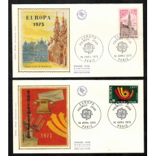 Francia Sobres Primer Dia FDC Yvert 1752/1753 seda - Europa Paris 1973