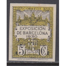 Barcelona Correo 1929 Edifil 6s ** Mnh sin dentar. Exposición y escudo