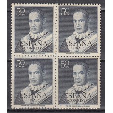 España II Centenario Correo 1951 Edifil 1102 ** Mnh Bonito Bloque de 4 sellos