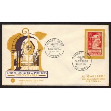 Francia Sobres Primer Dia FDC Yvert 926 - Abadía de Poitiers - religión 1952