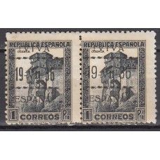 Locales Patrióticos Vitoria 1937 Edifil 15 * Mh Pareja con Sobrecarta Tipo II y I