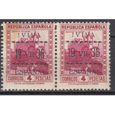 Locales Patrióticos Vitoria 1937 Edifil 16 * Mh Parej con Sobrecarta Tipo I y II - un sello mancha de oxido