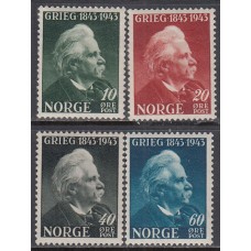 Noruega - Correo 1943 Yvert 249/52 * Mh  Personaje Música