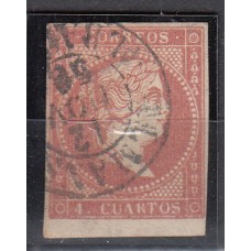 Matasellos y marcas de 4 cuartos Fechador 1856 Edifil 48 Almansa (Albacete) Tipo I