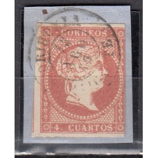 Matasellos y marcas de 4 cuartos Fechador 1856 Edifil 48 Orihuela (Alicante) Tipo II