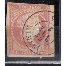 Matasellos y marcas de 4 cuartos Fechador 1856 Edifil 48 Vera (Almeria) Tipo II