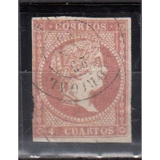 Matasellos y marcas de 4 cuartos Fechador 1856 Edifil 48 Madrigal (Avila) Tipo II