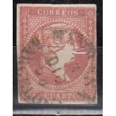 Matasellos y marcas de 4 cuartos Fechador 1856 Edifil 48 Manresa (Barcelona ) Tipo I