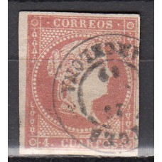 Matasellos y marcas de 4 cuartos Fechador 1856 Edifil 48 Sitges (Barcelona) Tipo II