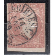 Matasellos y marcas de 4 cuartos Fechador 1856 Edifil 48 Bribiesca (Burgos) Tipo I