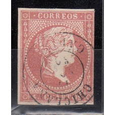 Matasellos y marcas de 4 cuartos Fechador 1856 Edifil 48 Chiclana (Cadiz) Tipo II