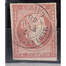 Matasellos y marcas de 4 cuartos Fechador 1856 Edifil 48 Medina-Sidonia (Cadiz) Tipo II