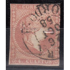 Matasellos y marcas de 4 cuartos Fechador 1856 Edifil 48 Cabra (Cordoba) Tipo I