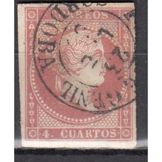 Matasellos y marcas de 4 cuartos Fechador 1856 Edifil 48 Puente Genil (Cordoba) Tipo I