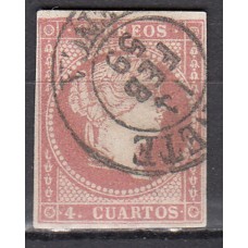 Matasellos y marcas de 4 cuartos Fechador 1856 Edifil 48 Cañete (Cuenca) Tipo I