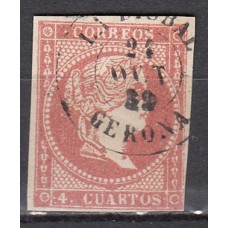 Matasellos y marcas de 4 cuartos Fechador 1856 Edifil 48 La Bisbal (Gerona ) Tipo II