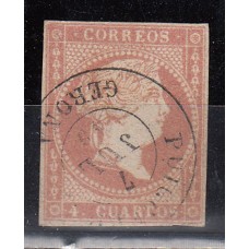 Matasellos y marcas de 4 cuartos Fechador 1856 Edifil 48 Puigcerda (Gerona) Tipo II