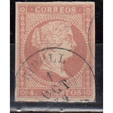 Matasellos y marcas de 4 cuartos Fechador 1856 Edifil 48 Ripoll (Gerona) Tipo II