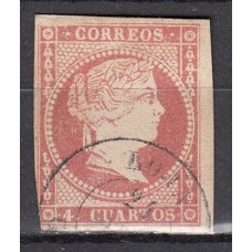 Matasellos y marcas de 4 cuartos Fechador 1856 Edifil 48 Loja (Granada) Tipo II