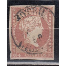 Matasellos y marcas de 4 cuartos Fechador 1856 Edifil 48 Motril (Granada) Tipo I