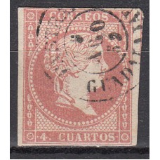 Matasellos y marcas 4 cuartos Fechador 1856 Edifil 48 Pastrana (Guadalajara) Tipo II