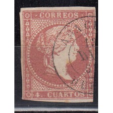 Matasellos y marcas de 4 cuartos Fechador 1856 Edifil 48 Aracena (Huelva) Tipo II