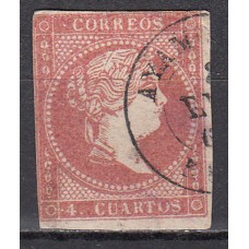 Matasellos y marcas de 4 cuartos Fechador 1856 Edifil 48 Ayamonte (Huelva) Tipo II