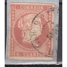 Matasellos y marcas de 4 cuartos Fechador 1856 Edifil 48 Gibraleon (Huelva) Tipo I