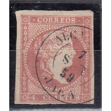 Matasellos y marcas de 4 cuartos Fechador 1856 Edifil 48 Alcaudete (Jaen) Tipo II