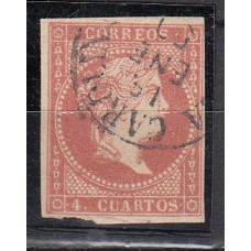 Matasellos y marcas de 4 cuartos Fechador 1856 Edifil 48 La Carolina (Jaen) Tipo I