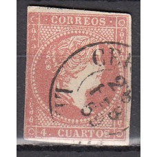 Matasellos y marcas de 4 cuartos Fechador 1856 Edifil 48 Cervera (Lerida)) Tipo I