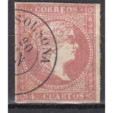 Matasellos y marcas de 4 cuartos Fechador 1856 Edifil 48 Solsona (Lerida) Tipo II