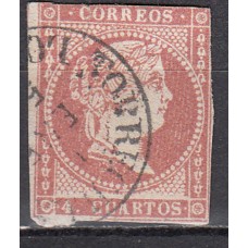 Matasellos y marcas de 4 cuartos Fechador 1856 Edifil 48 Torrecilla de C. (Logroño) Tipo I