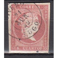 Matasellos y marcas de 4 cuartos Fechador 1856 Edifil 48 Vivero (Lugo) Tipo II