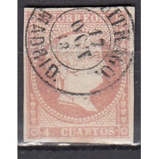 Matasellos y marcas de 4 cuartos Fechador 1856 Edifil 48 Buitrago (Madrid) Tipo II