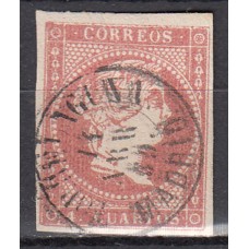 Matasellos y marcas de 4 cuartos Fechador 1856 Edifil 48 Torrelaguna (Madrid) Tipo II