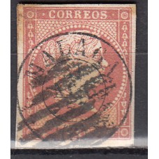 Matasellos y marcas de 4 cuartos Fechador 1856 Edifil 48 MALAGA (6) + Parrilla