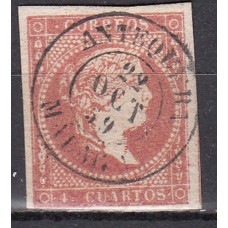 Matasellos y marcas de 4 cuartos Fechador 1856 Edifil 48 Antequera (Malaga) Tipo II