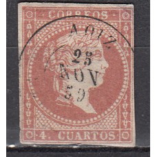 Matasellos y marcas de 4 cuartos Fechador 1856 Edifil 48 AOIZ (Navarra) Tipo II