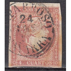 Matasellos y marcas de 4 cuartos Fechador 1856 Edifil 48 Caparroso (Navarra) Tipo I