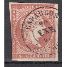 Matasellos y marcas de 4 cuartos Fechador 1856 Edifil 48 Caparroso (Navarra) Tipo II