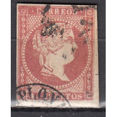 Matasellos y marcas de 4 cuartos Fechador 1856 Edifil 48 PAMPLONA (38) + R.de C.(Navarra)