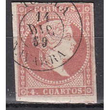 Matasellos y marcas de 4 cuartos Fechador 1856 Edifil 48 Tudela (Navarra) Tipo II