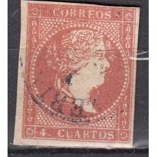 Matasellos y marcas de 4 cuartos Fechador 1856 Edifil 48 Verin (Orense) Tipo I