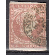 Matasellos y marcas de 4 cuartos Fechador 1856 Edifil 48 Torrelavega (Santander) Tipo I