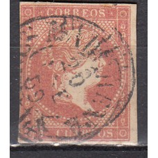 Matasellos y marcas de 4 cuartos Fechador 1856 Edifil 48 Marchena (Sevilla) Tipo I