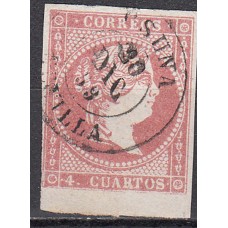 Matasellos y marcas de 4 cuartos Fechador 1856 Edifil 48 Osuna (Sevilla) Tipo II