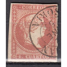 Matasellos y marcas de 4 cuartos Fechador 1856 Edifil 48 Almazan (Soria) Tipo I