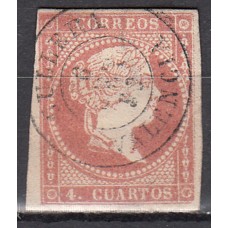 Matasellos y marcas de 4 cuartos Fechador 1856 Edifil 48 Cullera (Valencia) Tipo II