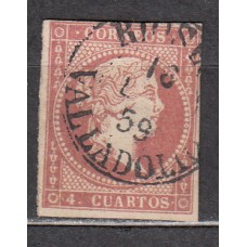 Matasellos y marcas de 4 cuartos Fechador 1856 Edifil 48 Rioseco (Valladolid)